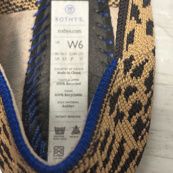 Rothy's The Point Ballet Flat Brown Leopard Print Knit Shoes Women’s Size 6 - Picture 14 of 14